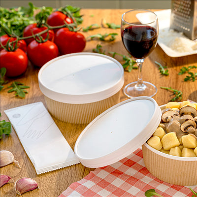 COUVERCLES POUR POTS 228.34 780 ML - 26 oz 560 G/M2 + PE Ø15 CM BLANC CARTON (250 UNITÉS)