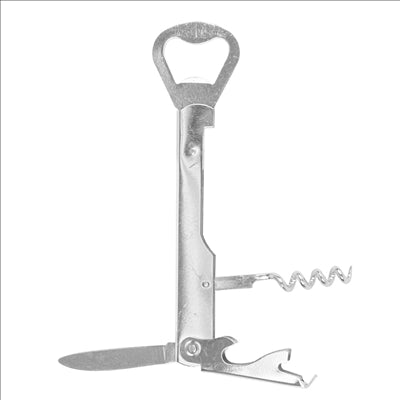 TIRE-BOUCHON MULTI USAGE 14x3,5x1 CM ARGENTE INOX (1 UNITÉ)