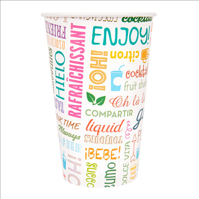 GOBELETS 'PAROLE' 16 OZ - 480 ML 280 + 18PE G/M2 Ø9/6x12,6 CM BLANC CARTON (1000 UNITÉS)