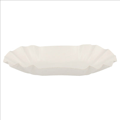 PLATEAUX OVALES 300 G/M2 16x9x3 CM BLANC CARTON (2000 UNITÉS)