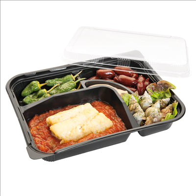 COFFRETS POUR REPAS 4 COMPART. 27x20,6x5 CM NOIR PP (300 UNITÉS)