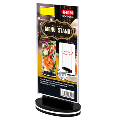 PORTE MENUS ROTATIF DROIT 10x20 CM TRANSPARENT PS (30 UNITÉS)