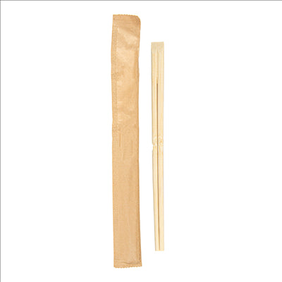 BAGUETTES CHINOISES EN SACHET KRAFT 20 CM NATUREL BAMBOU (100 UNITÉS)