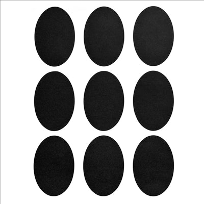 2 FEUILLES (18 U.) ÉTIQUETTES OVALES NOIR VINYL (12 UNITÉS)