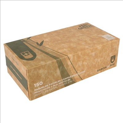 150 U. MOUCHOIRS 2 PLIS 21x21 CM NATUREL OUATE RECYCLÉE (25 UNITÉS)