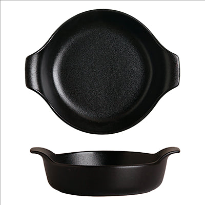 PETITS PLATEAUX AVEC ANSES 'SLATE' 'AKALA' 18,5x15x5 CM NOIR PORCELAINE (6 UNITÉS)