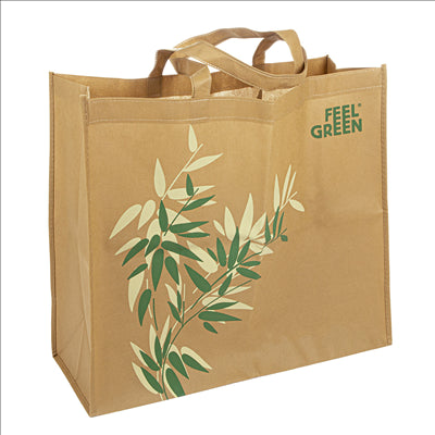 SACS RÉUTILISABLES 'FEEL GREEN' 80 G/M2 45+20x40 CM NATUREL SPUNBOND (50 UNITÉS)
