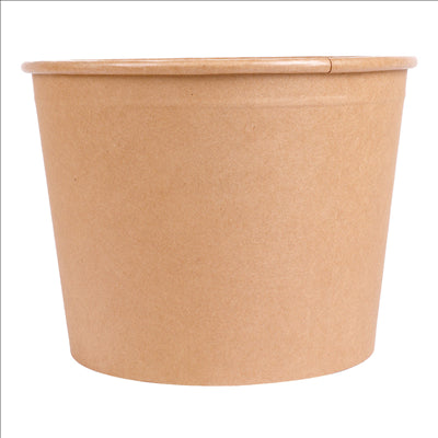 CONTAINERS POULET + COUVERCLES 2550 ML 337 + 18PE G/M2 Ø 18,9/14,7x14,9 CM NATUREL KRAFT (300 UNITÉS)