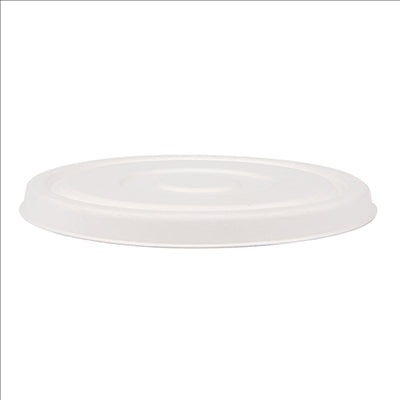 COUVERCLES BAS POUR SALADIERS 231.26/224.32 'BIONIC'  Ø16x1,2 CM BLANC BAGASSE (600 UNITÉS)