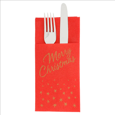 SERVIETTES SOFT KANGOUROU 'MERRY CHRISTMAS' 55 G/M2 40x40 CM ROUGE AIRLAID (700 UNITÉS)