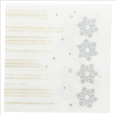 SERVIETTES "DOUBLE POINT" 'SNOW' 18 G/M2 33x33 CM BLANC OUATE (1200 UNITÉS)