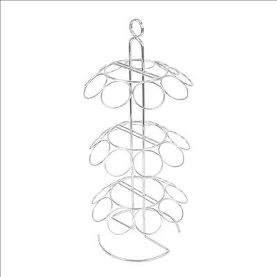 DISPLAY 27 CÔNES Ø4,2 CM 'ARTINOX' Ø18x42,5 CM ARGENTE METAL (1 UNITÉ)