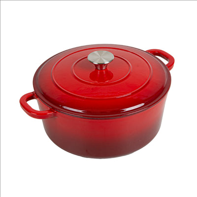 COCOTTE RONDE AVEC COUVERCLE 5,2 L Ø 26x11,5 CM ROUGE FER (2 UNITÉS)