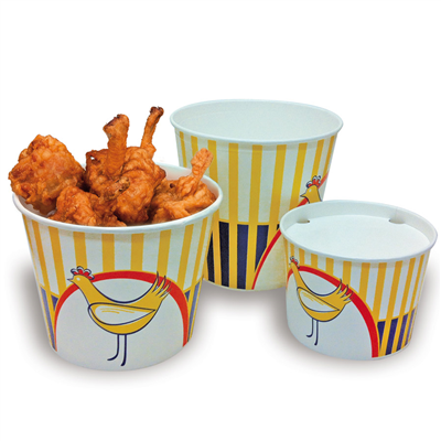 CONTAINERS POULET + COUVERCLES 2550 ML 15PE + 380 + 18PE G/M2 Ø 18,9/14,7x14,5 CM BLANC CARTON (300 UNITÉS)