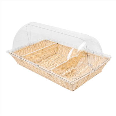 CORBEILLE SIMILAIRE OSIER AVEC COUPOLE GN 1/1 53,5x33,5x28 CM BEIGE PP (1 UNITÉ)