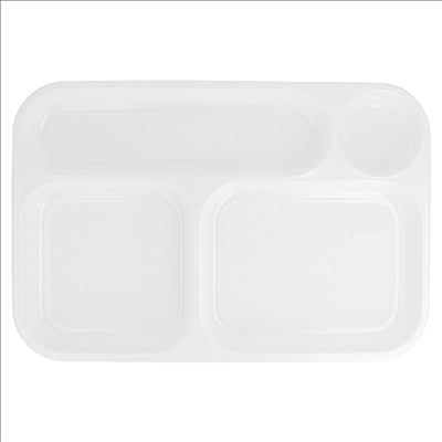 PLATEAUX À EMPORTER - 4 COMP. 36x24 CM BLANC PS (300 UNITÉS)