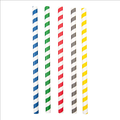 PAILLES DROITES À FRANGES 'PAPER' Ø1x20 CM ASSORTI PAPIER (2400 UNITÉS)