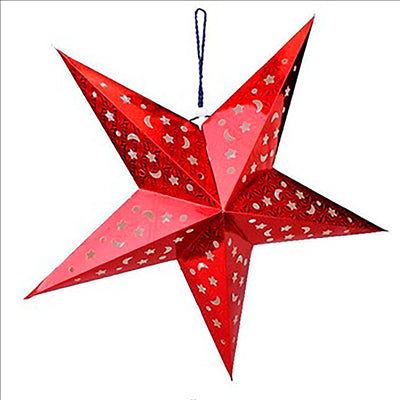 ÉTOILES À PENDRE Ø 45 CM ROUGE PAPIER (10 UNITÉS)