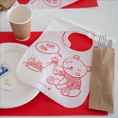BAVOIRS ENFANTS  50 + 25 PE G/M2 23x31 CM BLANC AIRLAID (100 UNITÉS)