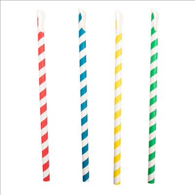 PAILLES À FRANGES AVEC CUILLÈRE 'PAPER' Ø0,8x21 CM ASSORTI PAPIER (1000 UNITÉS)