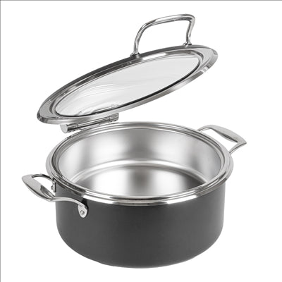 CHAFING DISH ROND AVEC FENÊTRE 4 L Ø 28x38,2x16,8 CM NOIR INOX + CRISTAL (1 UNITÉ)