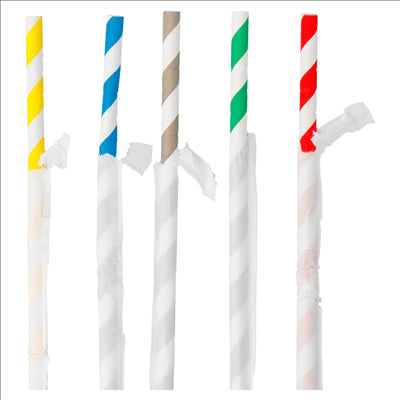 PAILLES FLEXIBLES À FRANGES SOUS SACHETS 'PAPER' Ø0,60x23 CM ASSORTI PAPIER (3000 UNITÉS)