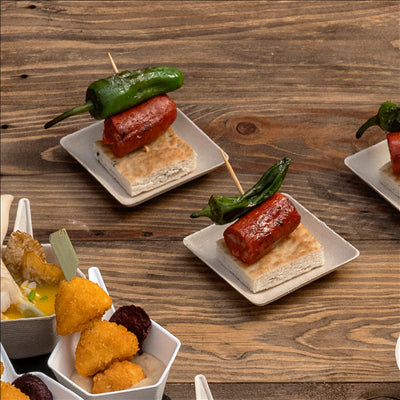 RÉCIPIENT CARRÉ 'BIONIC' 6,5x6,5x1,2 CM NATUREL BAGASSE (1000 UNITÉS)