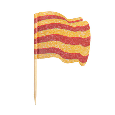 PETITS DRAPEAUX "CATALUGNA" 4x3/6,5 CM ASSORTI BOIS (144 UNITÉS)