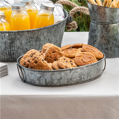 PLATEAU OVALE 25,5x20,5x5 CM GALVANISÉ ACIER (1 UNITÉ)