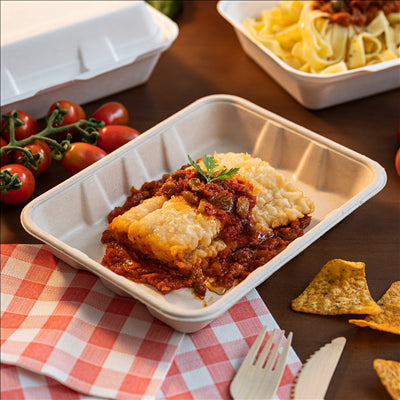 PLATEAUX 'BIONIC' 1000 ML 22x16,5x4,7 CM NATUREL BAGASSE (400 UNITÉS)