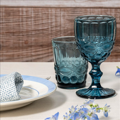 VERRES À PIED À VIN VINTAGE 'WAKI GLASS' 260 ML Ø8x15.5 CM BLEU VERRE (6 UNITÉS)