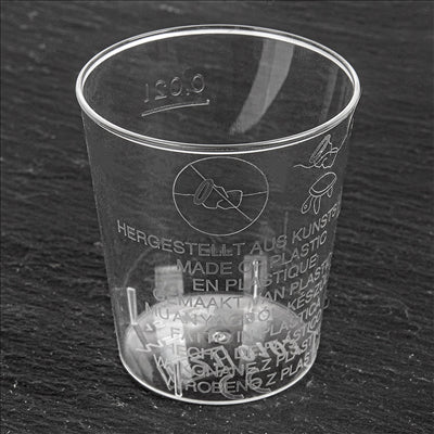 VERRES INJECTÉS LIQUEUR 20 ML Ø 3,7/2,8x4,2 CM TRANSPARENT PS (2700 UNITÉS)