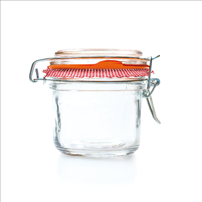 POT FERMETURE CLIP + PAPIER VICHY 'WAKI GLASS' 200 ML Ø 8x8,5 CM TRANSPARENT VERRE (48 UNITÉS)