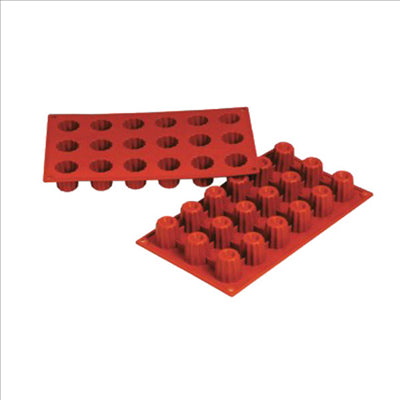 MOULE CANNELÉ Ø 3,5x3,5 CM 17,5x30 CM ROUGE SILICONE (1 UNITÉ)