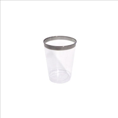 12 VERRES AVEC LISERÉ ARGENTÉ 270 ML  TRANSPARENT PS (30 UNITÉS)