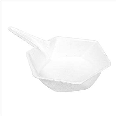 RÉCIPIENTS HEXAGONALES 'BIONIC' 5,5x1,5 CM BLANC BAGASSE (1000 UNITÉS)