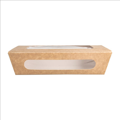 BOÎTES AVEC FENÊTRE POUR SALADE 900 ML - 30 oz 391 G/M2 + PE 20x12x5 CM MARRON CARTON (200 UNITÉS)