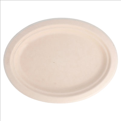 ASSIETTES OVALES 'BIONIC' 26,3x19,9x2 CM NATUREL BAGASSE (800 UNITÉS)