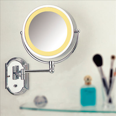 MIROIR BAINS MURAL, 2 FACES 230 V. GROSSISSANTx3 Ø21,5x36 CM ARGENTE METAL (1 UNITÉ)