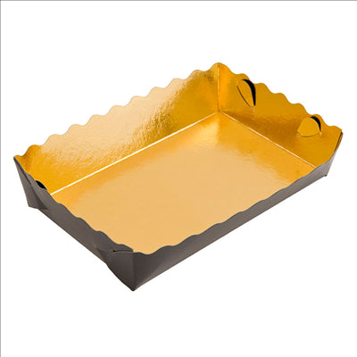 BARQUETTES PÂTISSERIE DEUX FACES  380 G/M2 13x9x3,5 CM OR/NOIR CARTON (250 UNITÉS)
