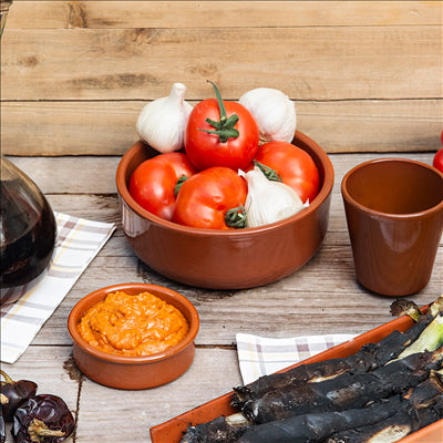 RÉCIPIENTS EN FAÏENCE POUR SALADES 812 ML Ø 17,1x5,38 CM MARRON ROUGEATRE CERAMIQUE (8 UNITÉS)