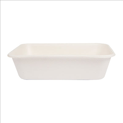 PLATEAUX + COUVERCLE 'BIONIC' 800 ML 19,3x13,5x5 CM BLANC BAGASSE (400 UNITÉS)