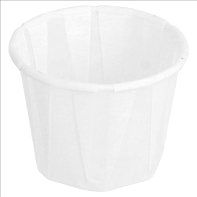 POTS TRAITEUR PAPIER PLISSÉ 22 ML (0,7 oz) 80 G/M2 Ø3,8/2,6x2,8 CM BLANC PARCH.INGRAISSABLE (1000 UNITÉS)