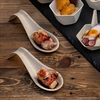 RÉCIPIENT À CUILLÈRE 'BIONIC' 10,1x2,7x2,6 CM NATUREL BAGASSE (1000 UNITÉS)