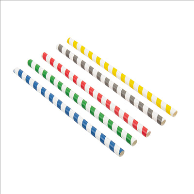 PAILLES DROITES À FRANGES 'PAPER' Ø1x20 CM ASSORTI PAPIER (2400 UNITÉS)