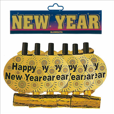 6 LANGUES DE BELLE-MERE "HAPPY NEW YEAR" 34x3 CM DORE (24 UNITÉS)