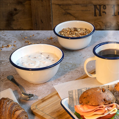 BOLS 'ENAMELWARE' 300 ML Ø 11,5x5 CM BLANC ACIER ÉMAILLÉ (6 UNITÉS)