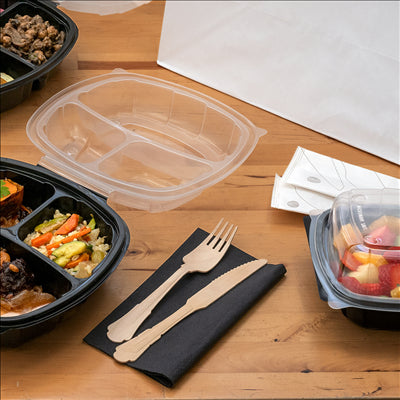 SET 4/1 FOURCHETTE, COUTEAU, CUILLÈRE, SERVIETTE 'CLASSIC' 20 CM NATUREL BOIS (100 UNITÉS)