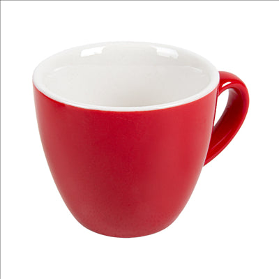 TASSES CAFÉ 'AKALA' 80 ML Ø6,3/3,5x6 CM ROUGE/BLANC PORCELAINE (6 UNITÉS)