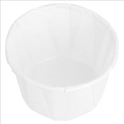 POTS TRAITEUR PAPIER PLISSÉ 45 ML (1,5 oz) 80 G/M2 Ø5/3,6x3,1 CM BLANC PARCH.INGRAISSABLE (1000 UNITÉS)